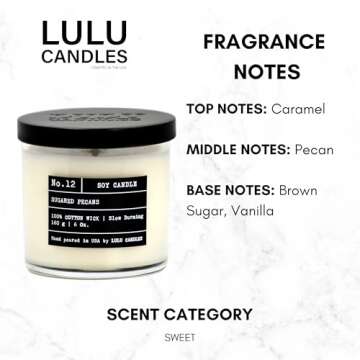 Lulu Candles | Sugared Pecans | Luxury Scented Soy Jar Candle | Hand Poured in The USA | Highly Scen...