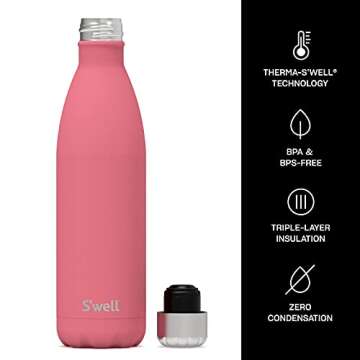 S'well Stainless Steel Water Bottle - 25 Fl Oz - Coral Reef - Triple-Layered Vacuum-Insulated Containers Keeps Drinks Cold for 48 Hours and Hot for 24 - with No Condensation - BPA-Free