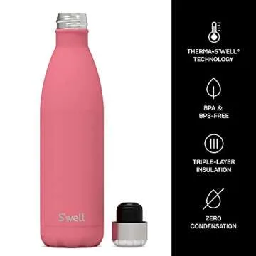S'well Stainless Steel Water Bottle - 25 Fl Oz - Coral Reef - Triple-Layered Vacuum-Insulated Containers Keeps Drinks Cold for 48 Hours and Hot for 24 - with No Condensation - BPA-Free