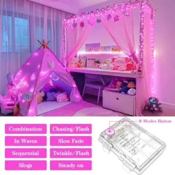 JMEXSUSS Pink String Lights - 100 LED Battery Operated