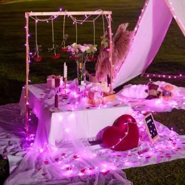 JMEXSUSS Pink String Lights - 100 LED Battery Operated