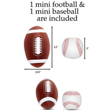 ImpiriLux Inflatable 5 Foot Tall Double Sided Football & Baseball Toss Target | Plush Mini Football and Baseball Included | Sports Game for Boys and Gils