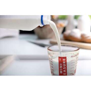 Kolder Mini Measure Heavy Glass, 20-Incremental Measurements Multi-Purpose Liquid and Dry Measuring Shot Glass, Red