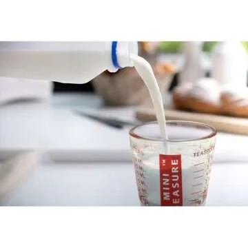 Kolder Mini Measure Heavy Glass, 20-Incremental Measurements Multi-Purpose Liquid and Dry Measuring Shot Glass, Red