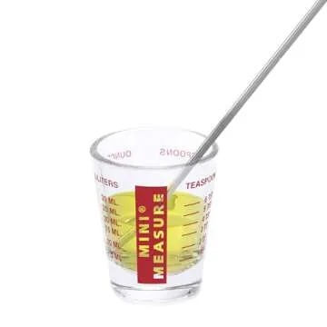 Kolder Mini Measure Heavy Glass, 20-Incremental Measurements Multi-Purpose Liquid and Dry Measuring Shot Glass, Red