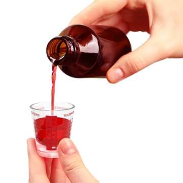 Kolder Mini Measure Heavy Glass, 20-Incremental Measurements Multi-Purpose Liquid and Dry Measuring Shot Glass, Red