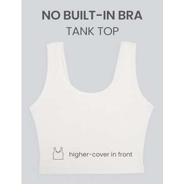 CRZ YOGA Ribbed Crop Fitted Tank Tops for Women Low U-Back Scoop Neck Casual Cropped Sleeveless Workout Yoga Shirt Milky White (Bone) Medium