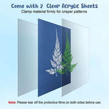 38 Sheets Cyanotype Paper A5 Sun Print Paper Kit with 2 Clear Acrylic Sheets High Sensitivity Solar Drawing Paper Nature Sun Printing Paper for Adults Kids DIY Arts and Crafts Project, 5.8 x 8.3 Inch