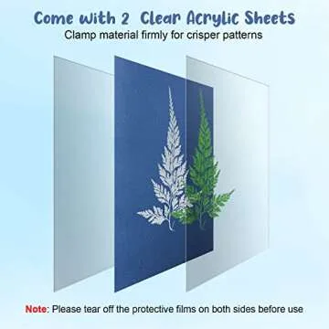 38 Sheets Cyanotype Paper A5 Sun Print Paper Kit with 2 Clear Acrylic Sheets High Sensitivity Solar Drawing Paper Nature Sun Printing Paper for Adults Kids DIY Arts and Crafts Project, 5.8 x 8.3 Inch