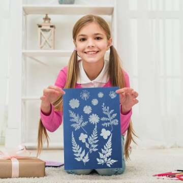 38 Sheets Cyanotype Paper A5 Sun Print Paper Kit with 2 Clear Acrylic Sheets High Sensitivity Solar Drawing Paper Nature Sun Printing Paper for Adults Kids DIY Arts and Crafts Project, 5.8 x 8.3 Inch