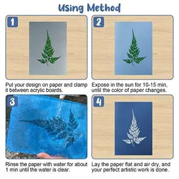 38 Sheets Cyanotype Paper A5 Sun Print Paper Kit with 2 Clear Acrylic Sheets High Sensitivity Solar Drawing Paper Nature Sun Printing Paper for Adults Kids DIY Arts and Crafts Project, 5.8 x 8.3 Inch