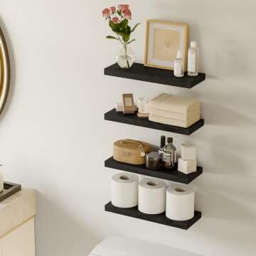 Fixwal Floating Shelves for Wall, Wall Mounted Rustic Wood Shelves for Bathroom, Living Room, Bedroo...