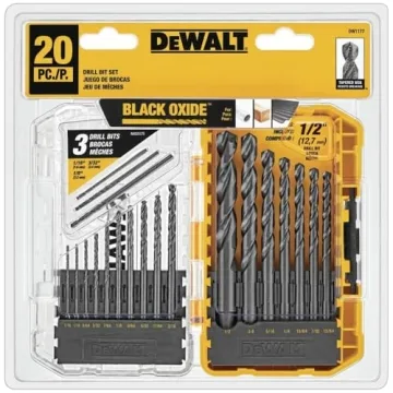DEWALT 20-Piece Black Oxide Drill Bit Set - Durable & Reliable