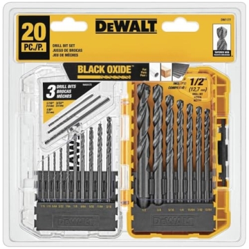 DEWALT 20-Piece Black Oxide Drill Bit Set - Durable & Reliable