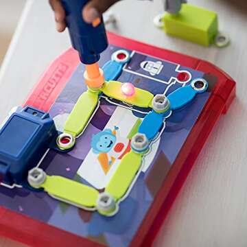 Educational Insights Design & Drill Space Circuits, Beginning Circuit Building Science Kit, STEM Toy, 52 Assorted Pieces with Kid-Friendly Power Drill & 20 Challenges for Kids Boys & Girls, Ages 5+