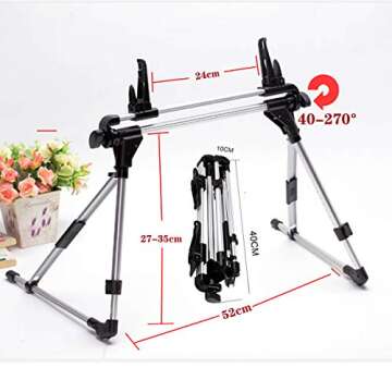 Ithywat Tablet Stand for Bed Adjustable Phone Holder,Portable Foldable Cradle for iPad Mini2,3,4,Air2,Pro.Kindle,Phone Stand for Desk/Bed/Sofa/Bedroom/Kitchen Floor/Office (Small, Gray)