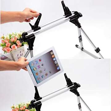 Ithywat Tablet Stand for Bed Adjustable Phone Holder,Portable Foldable Cradle for iPad Mini2,3,4,Air2,Pro.Kindle,Phone Stand for Desk/Bed/Sofa/Bedroom/Kitchen Floor/Office (Small, Gray)