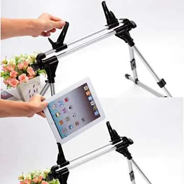 Ithywat Tablet Stand for Bed Adjustable Phone Holder,Portable Foldable Cradle for iPad Mini2,3,4,Air2,Pro.Kindle,Phone Stand for Desk/Bed/Sofa/Bedroom/Kitchen Floor/Office (Small, Gray)