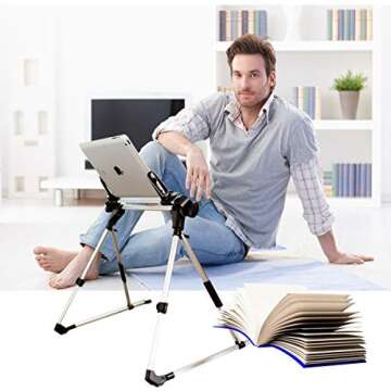 Ithywat Tablet Stand for Bed Adjustable Phone Holder,Portable Foldable Cradle for iPad Mini2,3,4,Air2,Pro.Kindle,Phone Stand for Desk/Bed/Sofa/Bedroom/Kitchen Floor/Office (Small, Gray)