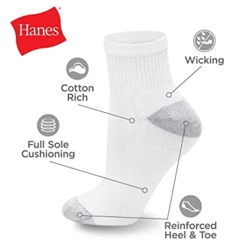 Hanes Women's Soft Moisture-Wicking Ankle Socks