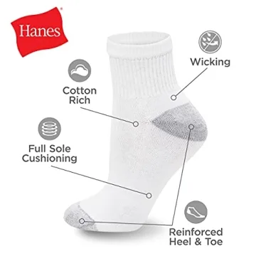 Hanes Women's Soft Moisture-Wicking Ankle Socks