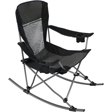 CAMPMOON Folding Rocking Chairs for Outside Heavy Duty, Mesh Fabric Rocker Lawn Chairs Foldable with...