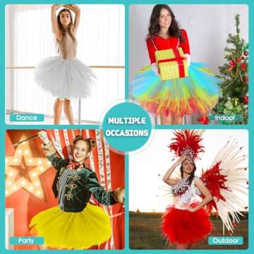 Fynnsure 80s Outfit 5 Layered Tutu Skirts for Women Adult Halloween Costume Women Tulle Skirt Puffy ...