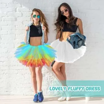 Fynnsure 80s Outfit 5 Layered Tutu Skirts for Women Adult Halloween Costume Women Tulle Skirt Puffy Skirts Dance Skirt White