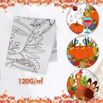 Thanksgiving Giant Coloring Poster/Tablecloth- Pumpkin Turkey Fall Thanksgiving Arts Crafts Activity, 31 x 72 Inches Jumbo Paper Coloring Banner Table Cover for Thanksgiving Party Favors Decorations