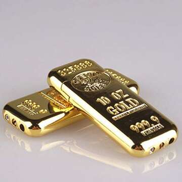 HAMI Store Creative Inflated Butane Lighter Ultra-Thin Bullion Gold Bar Shape Metal Refillable Cigarette Fire Starter Collection Gifts