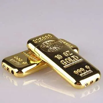 HAMI Store Creative Inflated Butane Lighter Ultra-Thin Bullion Gold Bar Shape Metal Refillable Cigarette Fire Starter Collection Gifts