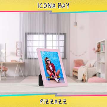 Icona Bay 4x6 Picture Frame, Pastel Pink Colored Solid Wood Scandinavian Style Frame for Photo, Pizzazz Collection