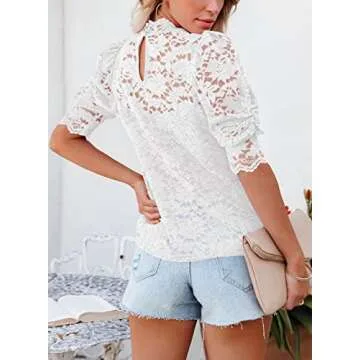 Shop DOROSE Women's Elegant Lace Floral Tops for Summer Elegance