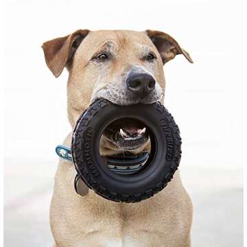 Mammoth TireBiterII – Natural Rubber Dog Toys for Extreme Chewers – Dog Toys for Extra Long Interactive Play – Aggressive Chewer Toys for Medium - Large Dogs - Large 6”