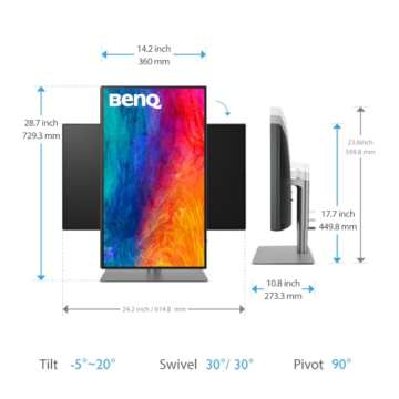 BenQ PD2725U Thunderbolt 3 Monitor for Macbook 27" 4K UHD | 100% Rec.709 & sRGB,95% P3 | IPS | DeltaE≤3 | Pantone | Calibration Report | Ergonomic | USB-C (65W) | Daisy Chain,Black