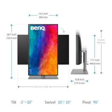 BenQ PD2725U Thunderbolt 3 Monitor for Macbook 27" 4K UHD | 100% Rec.709 & sRGB,95% P3 | IPS | DeltaE≤3 | Pantone | Calibration Report | Ergonomic | USB-C (65W) | Daisy Chain,Black