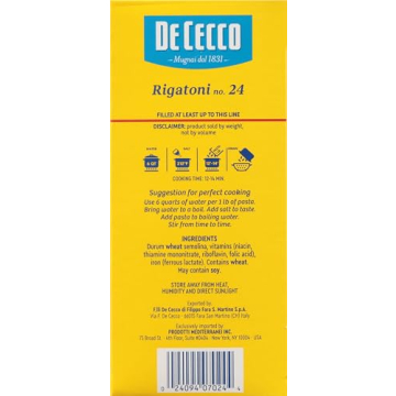 De Cecco Rigatoni Pasta 16 Oz Premium Italian Quality