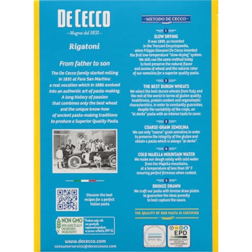 De Cecco Rigatoni Pasta 16 Oz Premium Italian Quality
