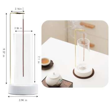 Ceramic Incense Holder with Glass Ash Catcher for Yoga