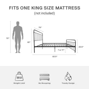 DHP Winston Metal Platform Bed with Rustic Design