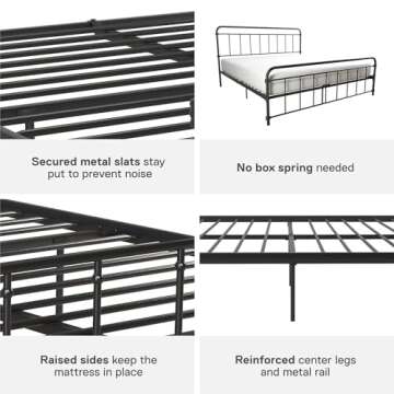 DHP Winston Metal Platform Bed with Rustic Design