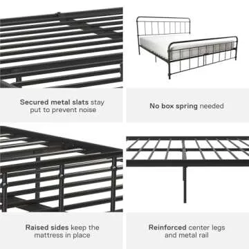 DHP Winston Metal Platform Bed with Rustic Design