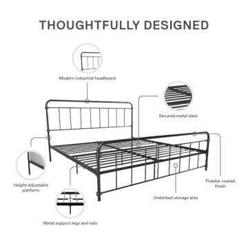 DHP Winston Metal Platform Bed with Rustic Design