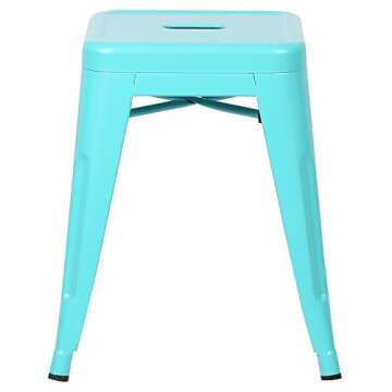 EdgeMod Trattoria 18 Inch Metal Side Dining Chair and Bar Stool in Aqua (Set of 4)