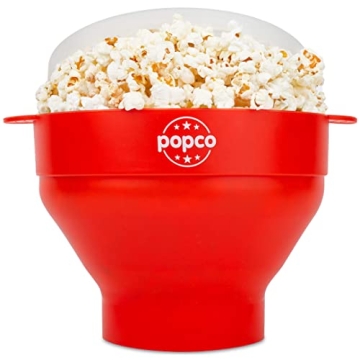 POPCO Microwave Popcorn Bowl - Silicone Popcorn Microwave Popper with Handles - Collapsible Popcorn ...