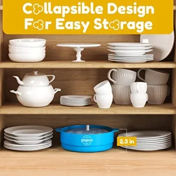 POPCO Microwave Popcorn Bowl - Silicone Popcorn Microwave Popper with Handles - Collapsible Popcorn Maker (2.3-Inch Collapsed Height) - Dishwasher Safe Popcorn Bowl for Family and Healthy Snacks - Red