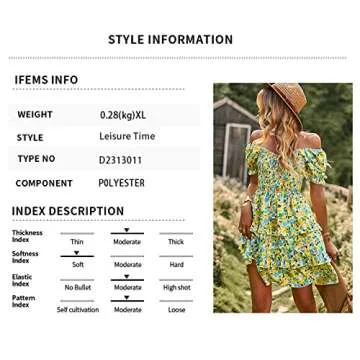 Women's Casual Floral Summer Dress Puff Sleeve Ruffle Hem Inside Liner A-line French Romantic Cake Dress (as1, Alpha, m, Regular, Regular, Pink)