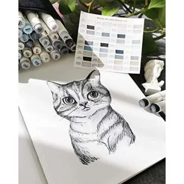 Ohuhu Alcohol Markers Brush Tip Grey-tone - Double Tipped Alcohol Based Art Marker Set for Artist Adults' Coloring Illustration Shading - 36 Grayscale Colors w/ 1 Blender - Fine & Brush - Honolulu B