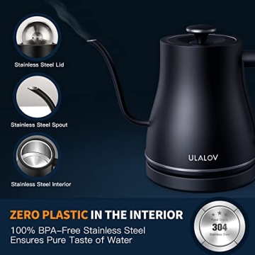 Ulalov Electric Gooseneck Kettle Fast Boiling for Coffee Tea