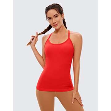 CRZ YOGA Seamless Workout Tank Tops for Women Racerback Athletic Camisole Sports Shirts with Built i...